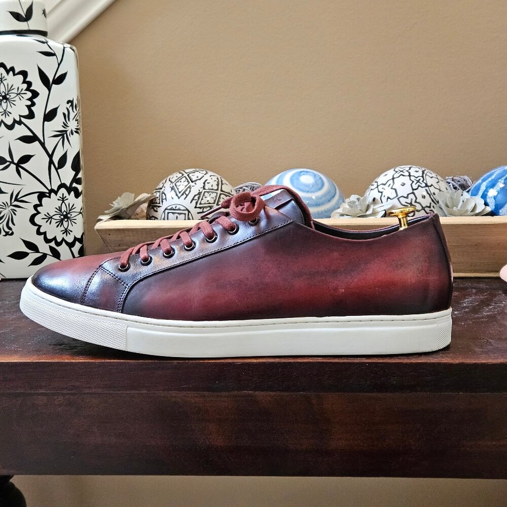 Studio Belvedere Men's 'James' Leather Sneakers, Brownish-Red, Sz 13 - Picture 9 of 16